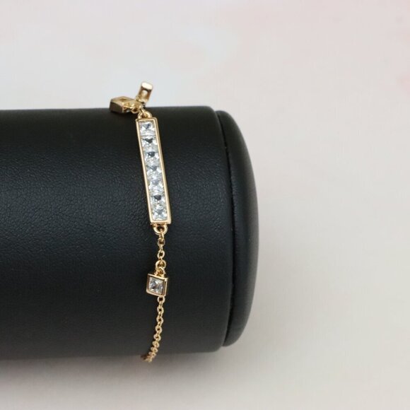 "Rose Gold Chain Bracelet with Bar and CZ Charm, Adjustable Fit, XPBL0756 - Picture 8 of 13